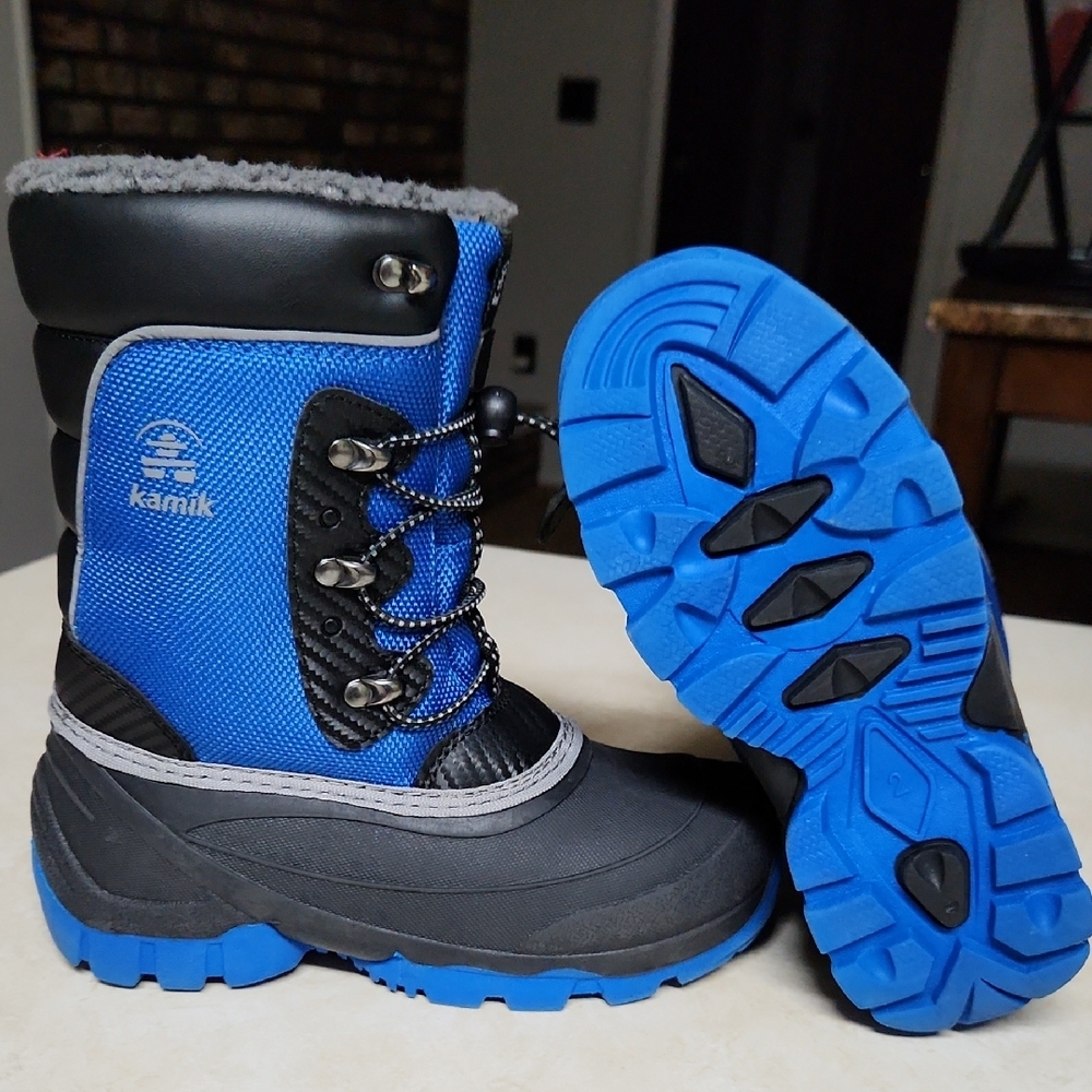 Kamik Blue and Black Rain & Snow Boots with Insulated Waterproof Design